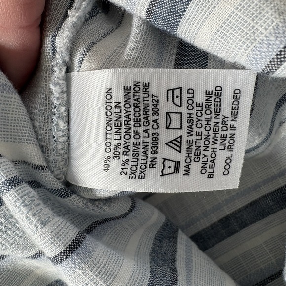 Nic+Zoe Blouse Womens Size Small Bell Sleeve Top White Multicolor Linen Blend - Picture 4 of 9